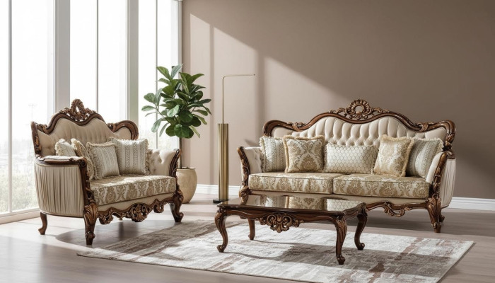 Luxury Set Sofa Set 3+3 Seater Coffee Table Sofa Couch Sofas Set Baroque