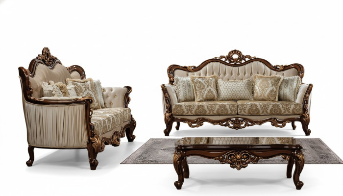 Luxury Set Sofa Set 3+3 Seater Coffee Table Sofa Couch Sofas Set Baroque