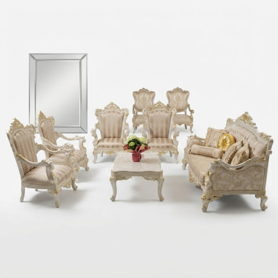 Sofa Suite Armchair Sofa Set 3+1+1 Seater Sofa Set Upholstered Suite Baroque