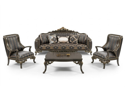 Suite Sofa Set 3+1+1 Seater Coffee Table Armchair Sofas Set Fabric Baroque Seat