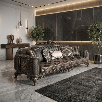 3-seater sofa furniture fabric three-seater sofas luxury living room baroque style new 3-seater