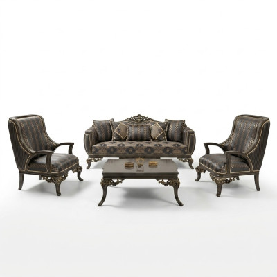 Wing chair, chair design, upholstered sofa, couch, textile, baroque, living room, blue