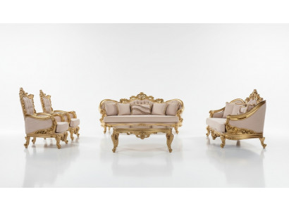 Sofa set, sofa seats, coffee table, armchair, sofas, fabric, baroque seating, 5-piece new.