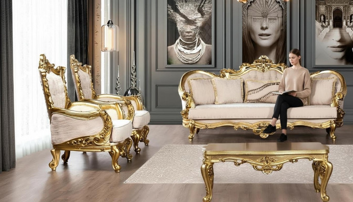 Couch Set Sofa Set 3+1+1 Seater Armchair Sofa Set Fabric Sofa Baroque New