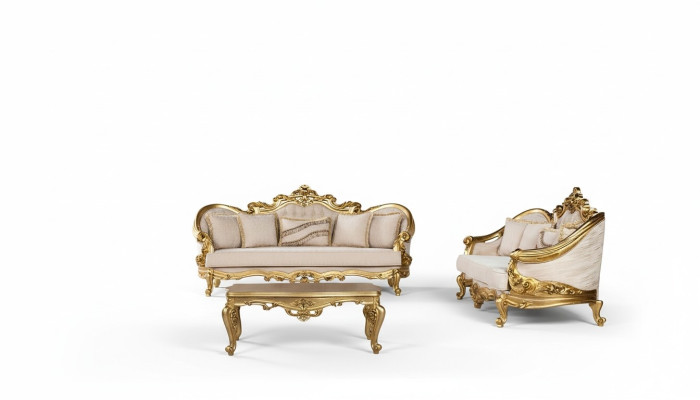 Luxury Sofa Set 3+3 Seater Armchair Sofa Set Fabric Baroque Seating Group Set