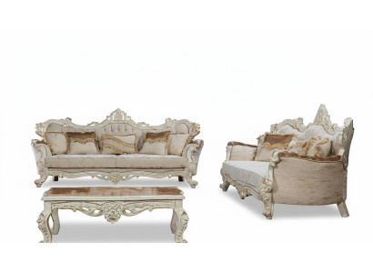 Sofa Set 3+3 Seater Set Sofa Sofas Armchair Seat Fabric Baroque Set Group