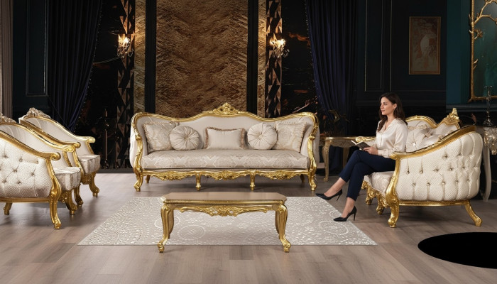Sofa set 3+3 seater sofa sofas armchair seating suite fabric living room baroque