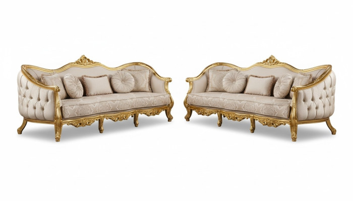 Sofa set 3+3 seater sofa sofas armchair seating suite fabric living room baroque