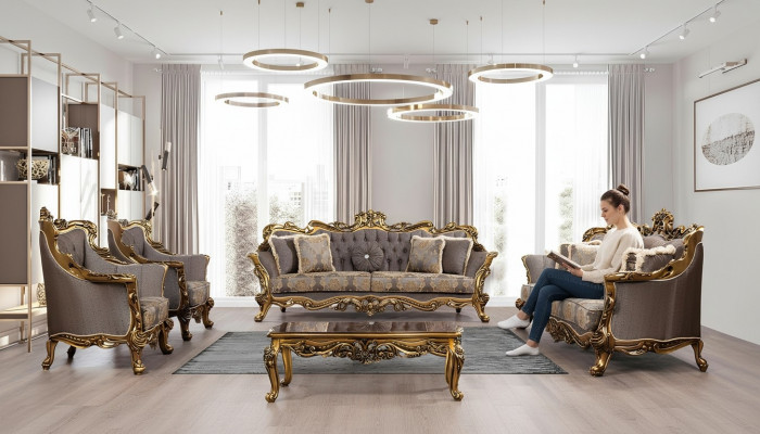 Luxury Sofa Set 5-piece Sofa Suite 3+3+1+1 Seater Coffee Table Sofa Sofas Armchair