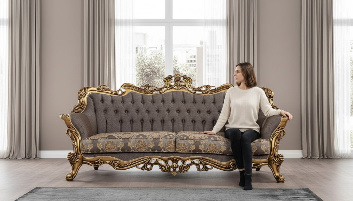 Three-seater sofa 3-seat triple sofa sofa sofas armchair seat fabric style baroque