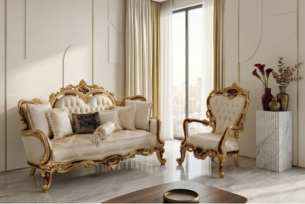 Sofa set 3+1 seater sofa couch armchair luxury set fabric group baroque