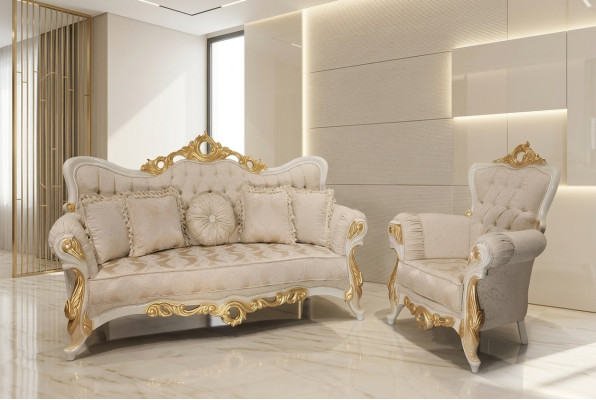 Luxury Group Sofa Set 3+1 Seater Set Fabric Sofa Sofas Armchair Baroque New