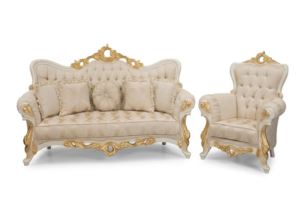 Luxury Group Sofa Set 3+1 Seater Set Fabric Sofa Sofas Armchair Baroque New