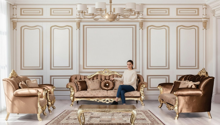 Sofa set 3+3 seater luxury suite sofa sofas set baroque living room