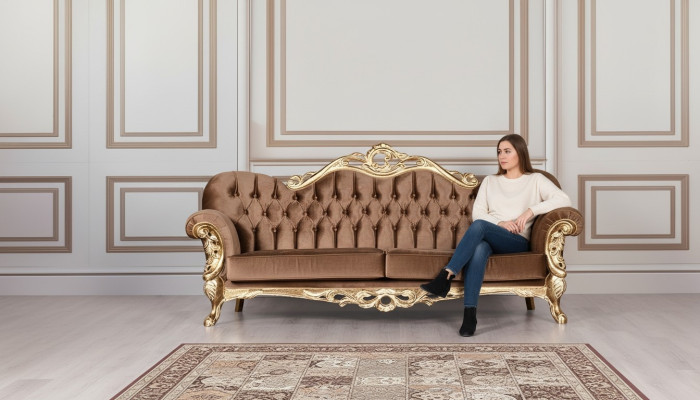 Luxury three-seater sofa, 3-seater Baroque Rococo sofa, sofas, armchairs, fabric style furniture.