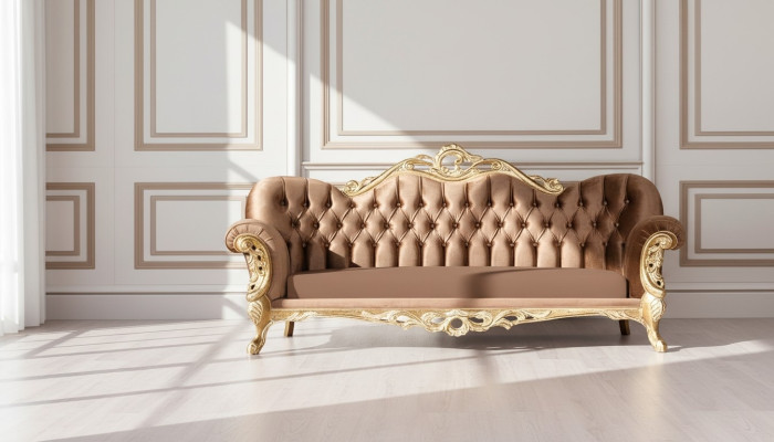 Luxury three-seater sofa, 3-seater Baroque Rococo sofa, sofas, armchairs, fabric style furniture.
