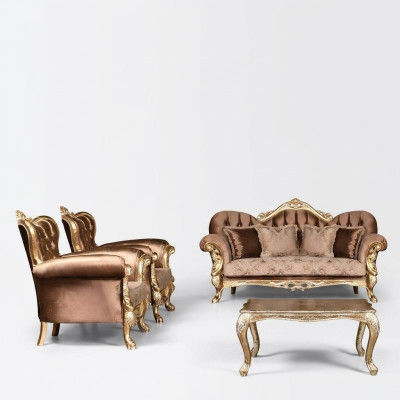 Wingback Armchair Baroque Design Upholstered Sofa Couch Chesterfield Fabric Seat New