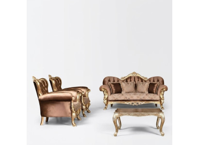 Wingback Armchair Baroque Design Upholstered Sofa Couch Chesterfield Fabric Seat New