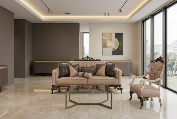 Luxury Sofa Set: 3+1 Seater Sofa, Sofas, Armchair, Fabric 2-piece Set