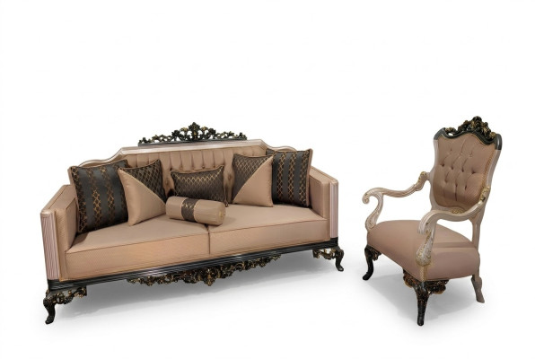 Three-seater sofa 3-seater baroque rococo sofa sofas armchair fabric couch furniture new