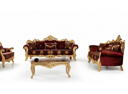 Luxury 3+3 Seater Sofa Set Three-Seater Suite Sofas Fabric Baroque Group