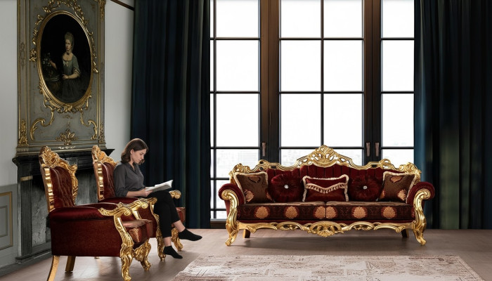 Sofa set sofas armchair sofa suite 3+1+1 seater luxury fabric living room baroque