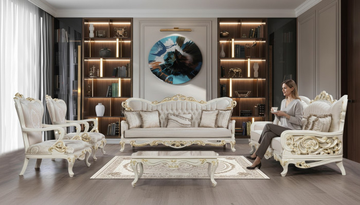 Sofa set 3+3+1+1 seater coffee table set 5-piece classic sofas armchair luxury new