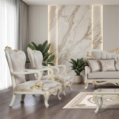 Wingback chair armchair design upholstery baroque sofa couch fabric seat living room style