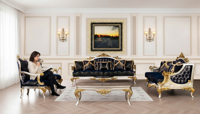 Sofa set 3+3+1+1 seater coffee table classic sofas armchair luxury new set 5 pcs