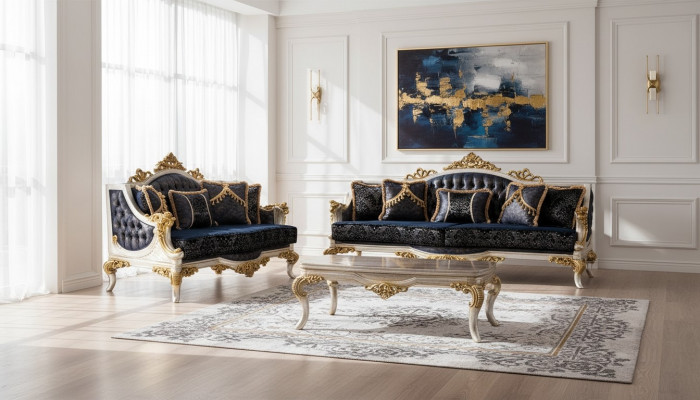 Luxurious Sofa Set 3+3 Seat Sofas Armchair Set Baroque Style 2-piece Classical