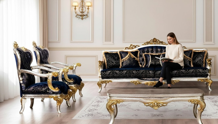 Group Set Sofa Set 3+1+1 Seater 3pcs. Furniture Sofas Armchair Luxury Seat Baroque
