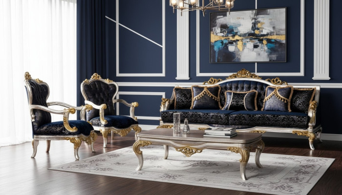 Group Set Sofa Set 3+1+1 Seater 3pcs. Furniture Sofas Armchair Luxury Seat Baroque