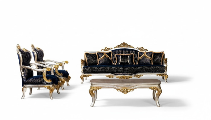 Group Set Sofa Set 3+1+1 Seater 3pcs. Furniture Sofas Armchair Luxury Seat Baroque