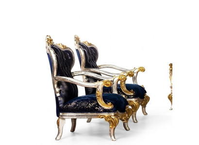Armchair Wingback Chair Design Upholstered Sofa Couch Baroque Seat Style 1-Seater Textile