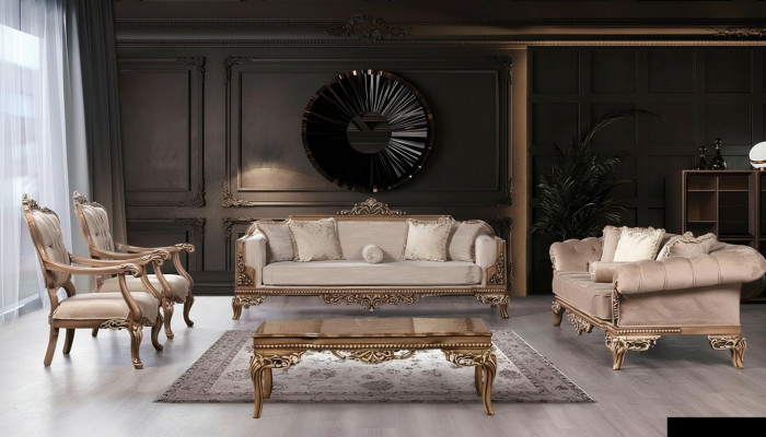 Sofa set 3+3+1+1 seat coffee table Chesterfield sofa armchair luxury set 5-piece