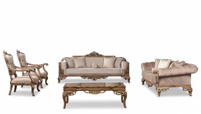 Sofa set 3+3+1+1 seat coffee table Chesterfield sofa armchair luxury set 5-piece
