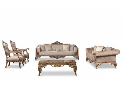Sofa set 3+3+1+1 seat coffee table Chesterfield sofa armchair luxury set 5-piece