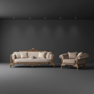 Sofa set 3+3 seater Chesterfield sofa armchair luxury set fabric suite 2-piece