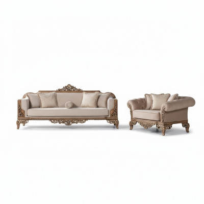 Sofa set 3+3 seater Chesterfield sofa armchair luxury set fabric suite 2-piece