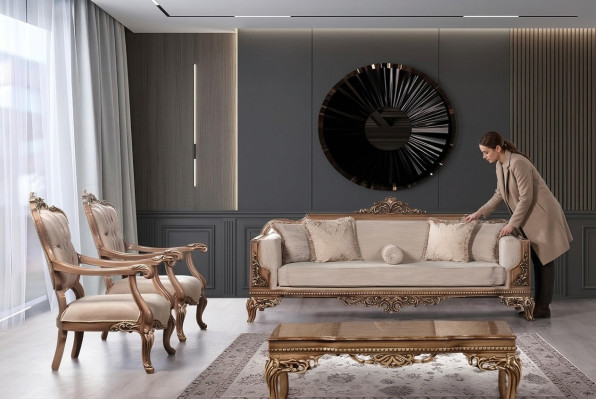 Set of sofa and armchairs suite 3+1+1 seater luxury group Baroque Rococo furniture