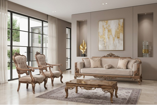 Set of sofa and armchairs suite 3+1+1 seater luxury group Baroque Rococo furniture