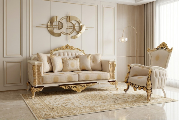 Living Room Set 3+1 Seater Luxury Set Sofa Armchair Sofas Relax Upholstery Design Baroque