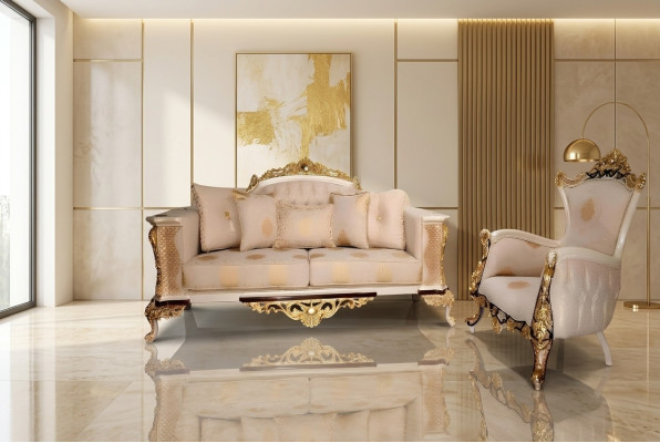 Three-seater sofa, 3-seater classic sofa, sofas couch, fabric style, baroque furniture, new