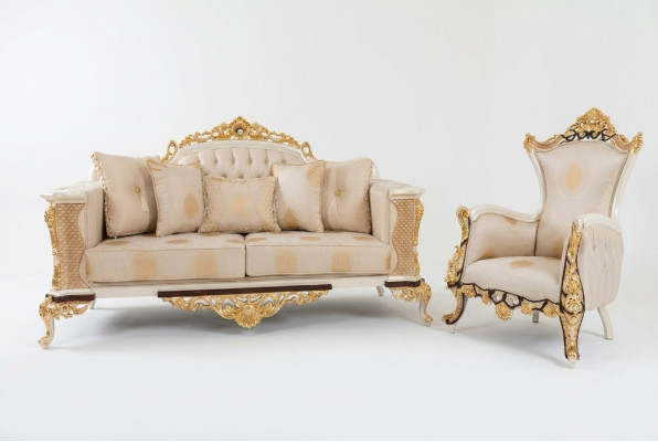 Three-seater sofa, 3-seater classic sofa, sofas couch, fabric style, baroque furniture, new