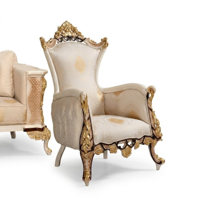 Wing chair armchair seat luxury design upholstered sofa textile baroque relax fabric