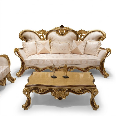 Luxury Three-Seater Sofa, 3-Seater Sofa, Sofas, Armchair, Fabric, Baroque Style, Rococo, 240cm