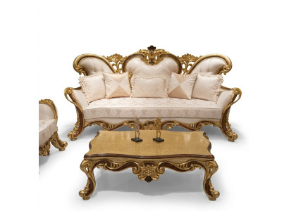 Luxury Three-Seater Sofa, 3-Seater Sofa, Sofas, Armchair, Fabric, Baroque Style, Rococo, 240cm