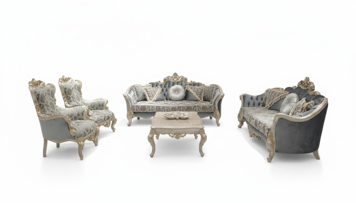 Sofa Set 3+3+1+1 Seat Coffee Table Luxury Sofa Armchair Sofas Fabric Set 5 pieces