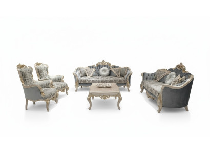Sofa Set 3+3+1+1 Seat Coffee Table Luxury Sofa Armchair Sofas Fabric Set 5 pieces