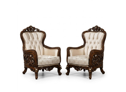 Armchair Wingback Luxury Fabric Seat Design Upholstery Baroque Textile Single-Seater New